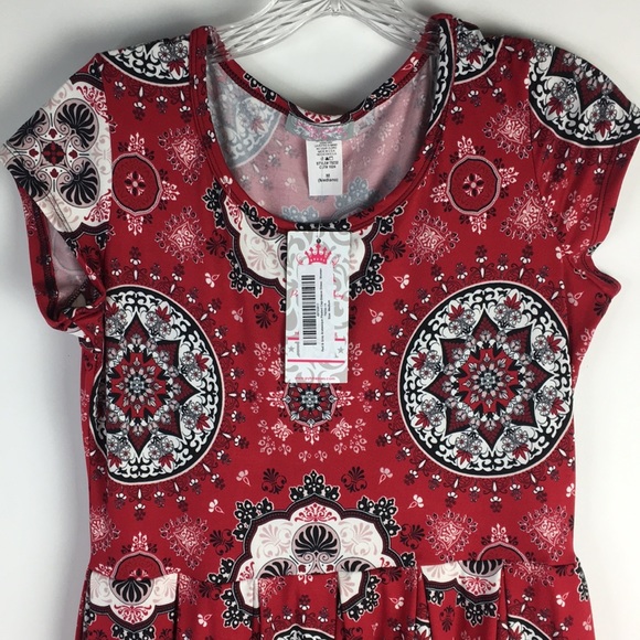 Maxi Knit Dress Geometric Red Women's Medium *3A - Picture 2 of 6